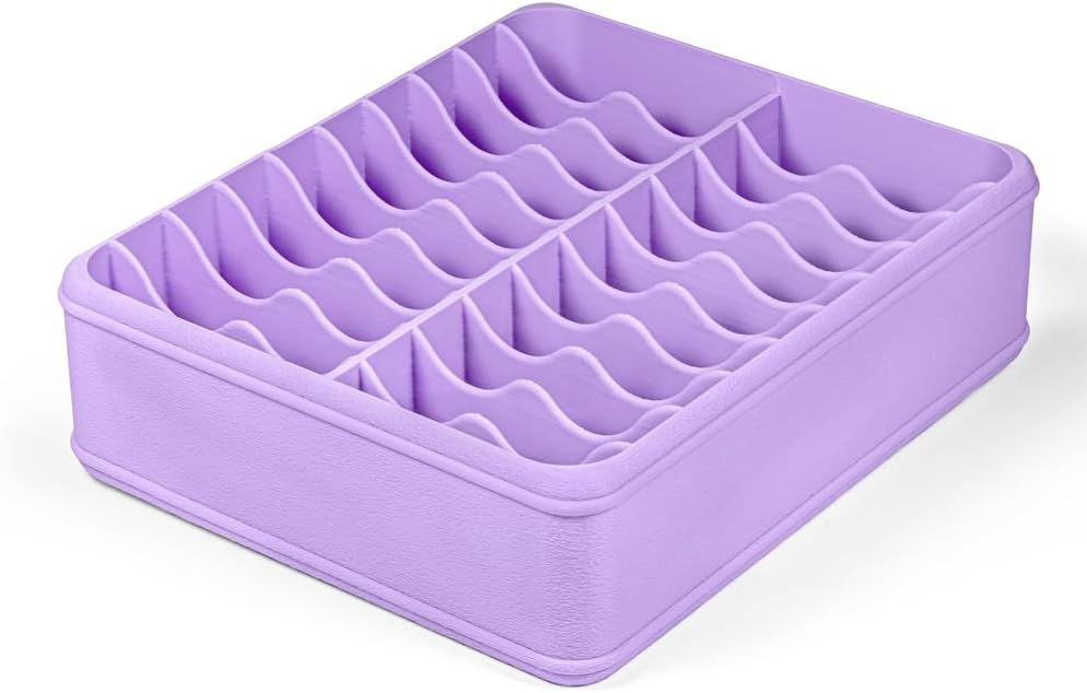 RaySoar 3D Printed 20 Grids Diamond Painting Bag Organizer, Multi Slot Drill Bags Storage Tray, Spill Proof Stand Upright Portable Desktop Craft Storage Caddy for Small Diamond Art Accessories-Purple