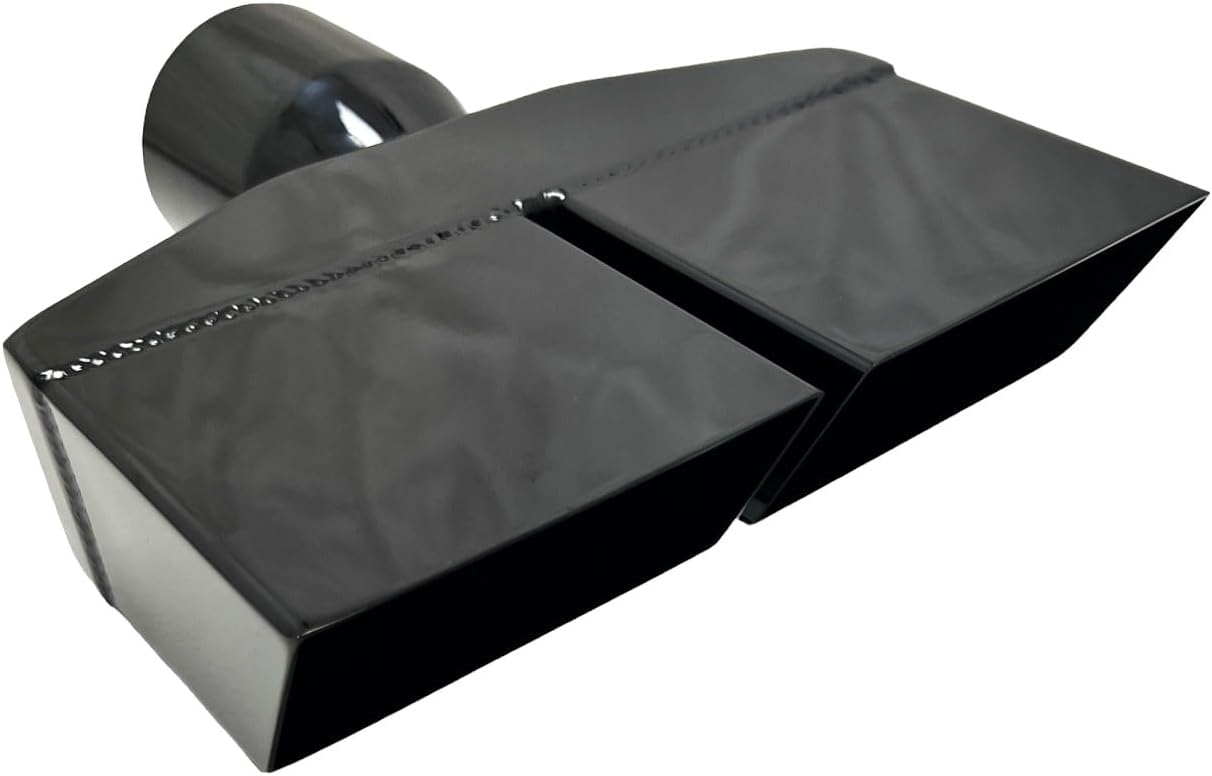 Exhaust Tip 2.50 Inlet 8.25" X 2.25" Rectangle 8.25 Long Dual Slant Split Midnight Black Chrome 304 Stainless Steel Wesdon Exhaust Tip