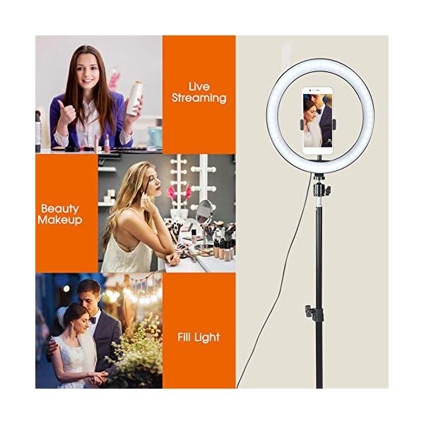 Yagosodee 10- Zoll- Dimmable- LED- Ring- Fülllicht- USB- Kamera- Videogellampe mit 1. 2M- Stativ- Telefon- Clip- Set – Bild 3