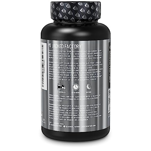 Jacked Factory BUILDPM01 Build Pm Night Time Muscle Builder & Sleep Aid - Post Workout Recovery & Sleep Support Supplement W/Vitacherry Tart Cherry, Ashwagandha, & Melatonin thumb #1