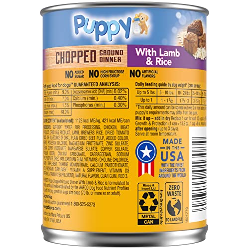 PEDIGREE CHOPPED GROUND DINNER Puppy Canned Soft Wet Dog Food With Lamb & Rice, 13.2 oz. Cans (Pack of 12) PEDIGREE CHOPPED GROUND DINNER Puppy Canned Soft Wet Dog Food With Lamb & Rice, 13.2 oz. Cans (Pack of 12)