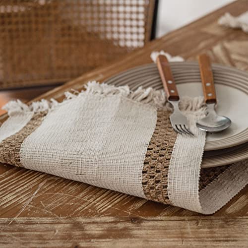 Set-of-4-Farmhouse-Burlap-Placemats-Rustic-Woven-Bohemian-Placemats-Cotton-Linen-Washable-Place-Mats-for-Wedding-Home-and-Dining-Christmas-Table-Decor Set of 4 Farmhouse Burlap Placemats Rustic Woven Bohemian Placemats Cotton Linen Washable Place Mats for Wedding Home and Dining Christmas Table Decor