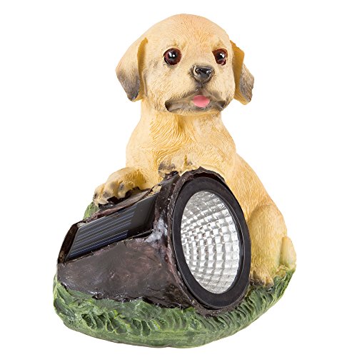 Yard Décor, Solar Outdoor LED Light and Battery Operated Statue for Garden, Patio, Lawn, and Yard by Pure Garden – Dog Statue