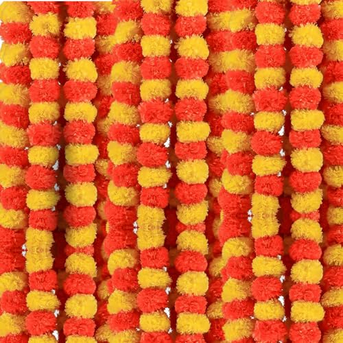Best Artificial Flower Garlands: Festive Floral Decor 46 Artificial Marigold Garlands, Diwali Decor Combo - Multicolor, Pa...