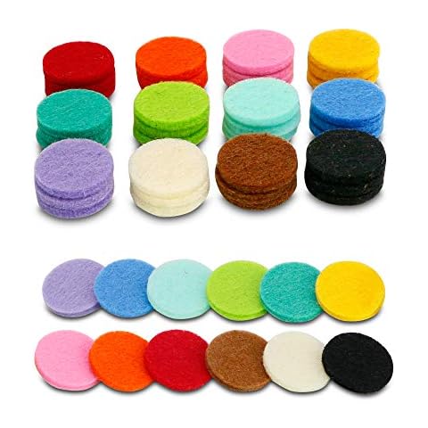 Maromalife 48PCS 22mm Replacement Refill Pads for 30mm Essential Oil Diffuser Necklace, Felt Pads for Aromatherapy Necklace Pendant Diffuser Bracelet Car Diffuser Vent Clip with 12 Colors, 0.87 Inch Cover