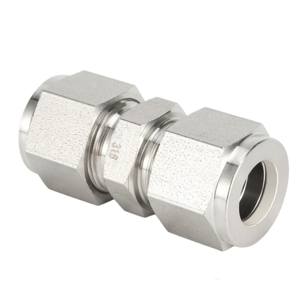 Conector de tubo de virola doble de ajuste de compresión de Unión recta de acero inoxidable 316 1/8 "1/4" 3/8 "1/2" 6mm 8mm(22 mm LOK)