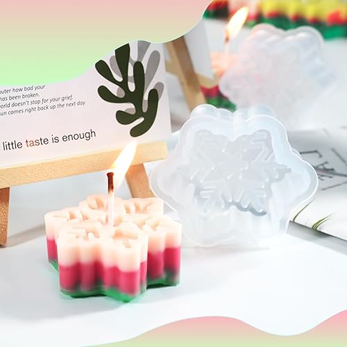 Miniatura 2 de Molde de vela de silicona con copos de nieve, molde de resina de copo de nieve de Navidad, molde de jabón de copo de nieve 3D para hacer velas,