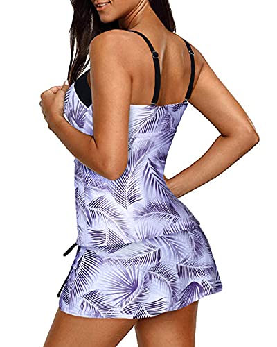 Image of Yonique Womens Tankini Swimsuits with Skirt Two Piece Ruched Bathing Suits Push Up Swimwear XS-XXL