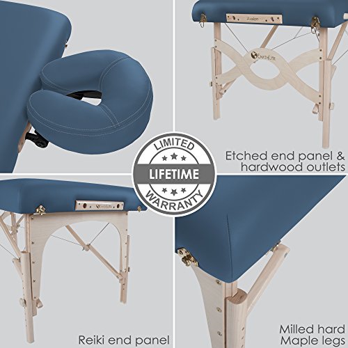 Image of EARTHLITE Portable Massage Table Package AVALON - Reiki Endplate, Premium Flex-Rest Face Cradle & Strata Cushion, Carry Case (30 inchx73 inch)