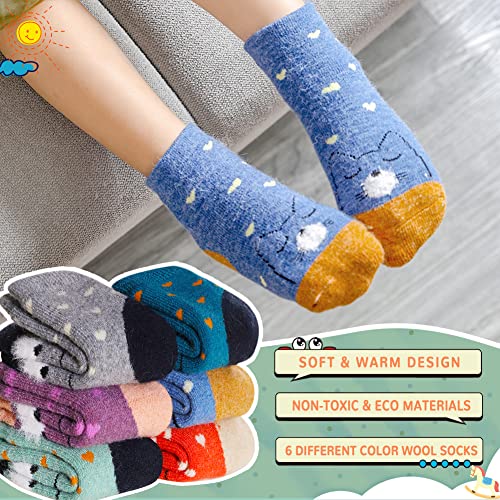 Eocom 6 Pairs Baby Boys Girls Wool Socks Infant Toddlers Kids Unisex Winter Thick Soft Warm Thermal Crew Socks2