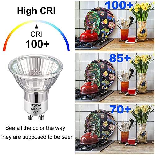 Gu10 Bulb, High Brightness Gu10+C 120V 50W Halogen Light Bulbs, 2800K Warm Light, Gu10 Dimmable With Glass Cover For Range Hood Light Bulbs, Track Light Bulbs #TOP5