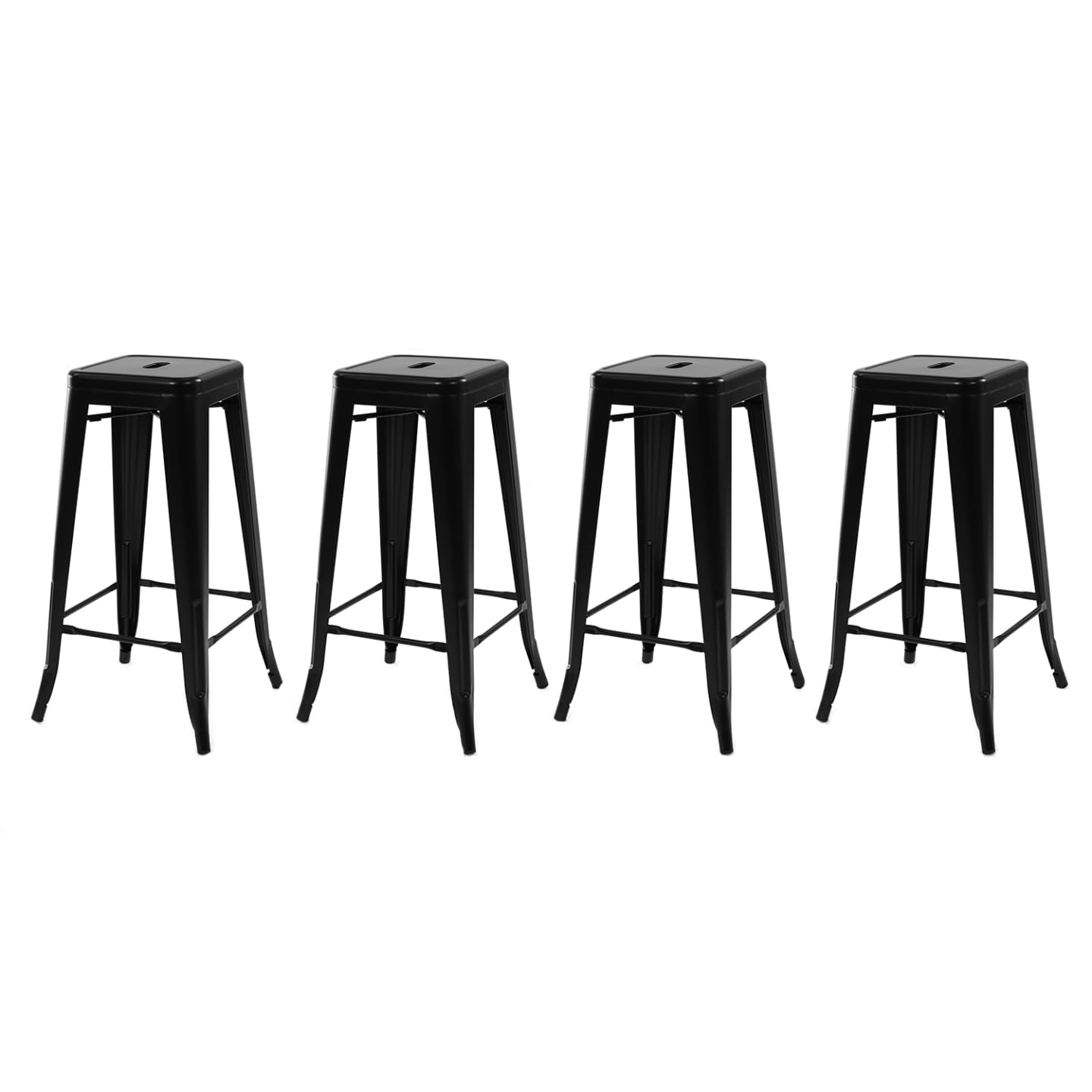 IDMarket - Lot de 4 tabourets de Bar Leny métal Noir Mat empilable Aspect Brut Factory