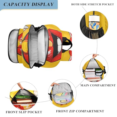 Red Lip Lolipop Backpack Travel Laptop Daypack Shoulder Bag Book Bag Daypack with Reflective Strip 12.9 ×17.7 In4