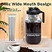 Cold Brew Mason Coffee Maker - 64oz Iced Coffee Pitcher with Stainless Steel Mixing Spoon & Super Dense Filter 3 Steps Finish Cold Brew Coffee, Classic BPA Free Sturdy Mason jar Pitcher Easy to Clean