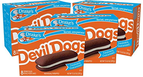 Drake's Devil Dogs, 32 Individually Wrapped Devils Food Cakes (Pack of 4)