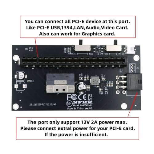 Image of Slimline 8X SFF-8654 74Pin to PCIE PCI-Express 16x Adapter TGX with PCI-E 6Pin Power Switch Port