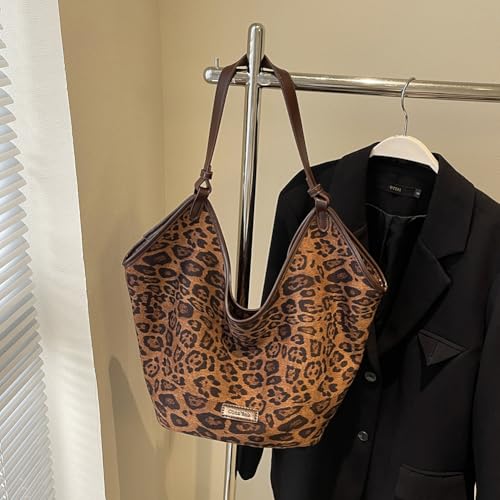 Image of YFGBCX Suede Bags for Women Crossbody Bags Cheetah Hobo Bag Leopard Bags for Women Large Capacity Work Tote Bag