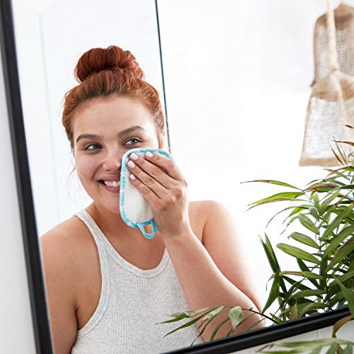 Dock & Bay Reusable Makeup Pads - Face & Skin Cleaner - Ultra Soft, Washable - 3 Pack With Included Wash Bag - (12X10Cm) - Chamomile Blue #TOP6