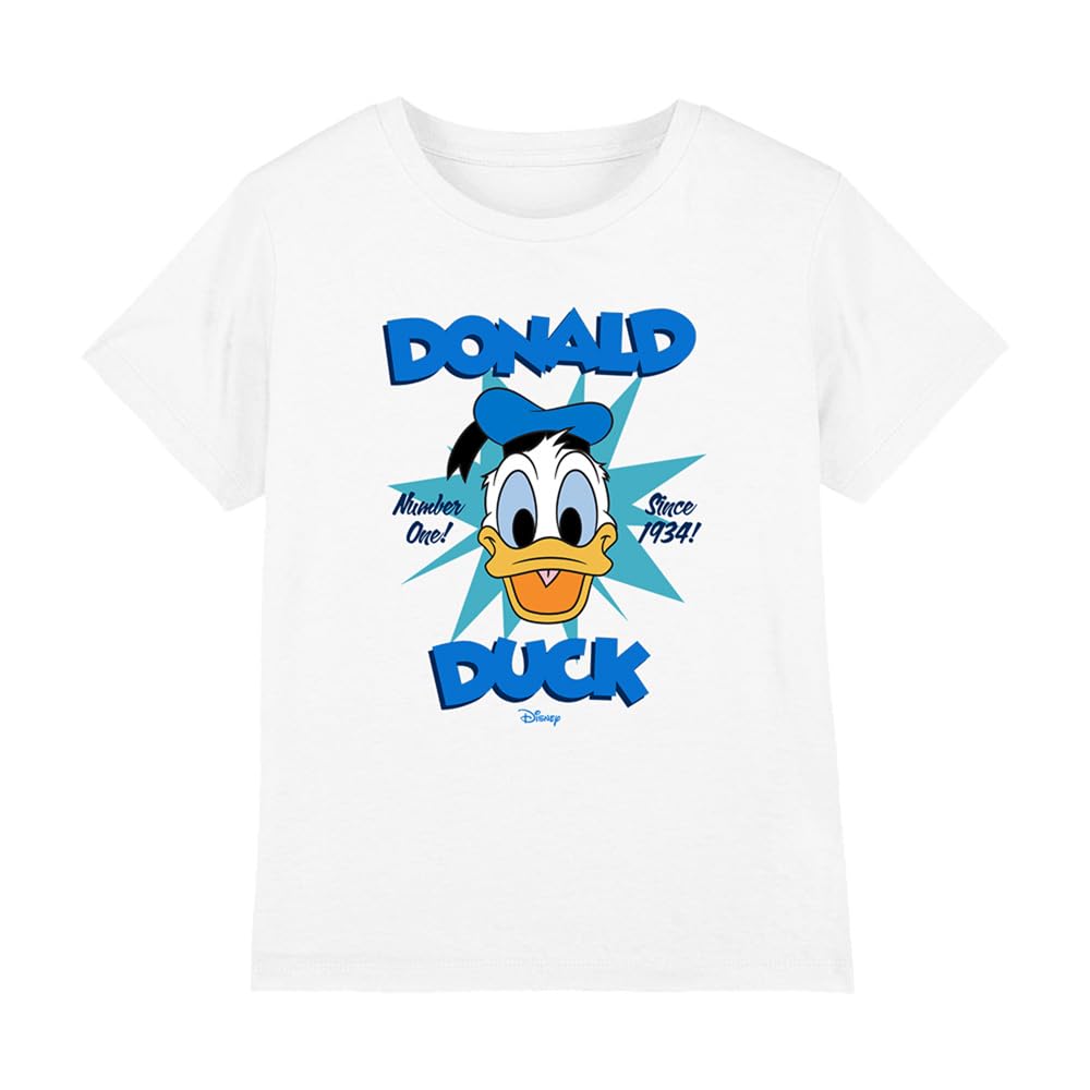 Disney Boys White Donald Duck Face Star Kids T-Shirt in Size 5 - 6 Years, Sports Direct