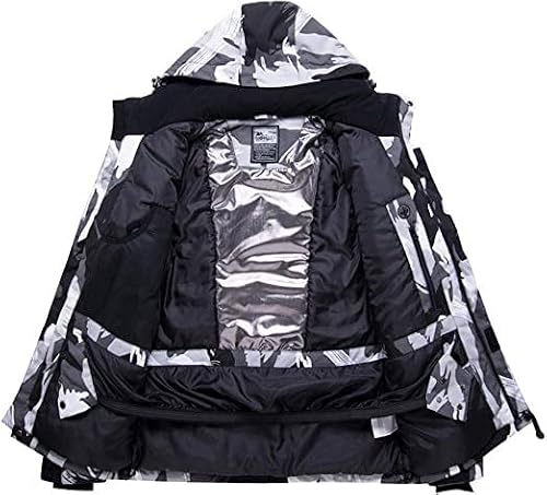 Foto von HOTIAN Herren Schneeanzug, Herren Ski Jacke und Hosen Set,Winter Warme Schnee Skifahren Sätze,für Wandern Klettern Isoliertes Snowboarden black+black XL
