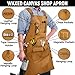 Woodworking Apron for Men, Shop Apron 20 oz Canvas Work Apron with 9 Tool Pockets, Heavy Duty Wood Working Workshop Bib Apron for Carpenter Woodworker Blacksmith, Men Gift, Adjustable to S- 3XL, Khaki