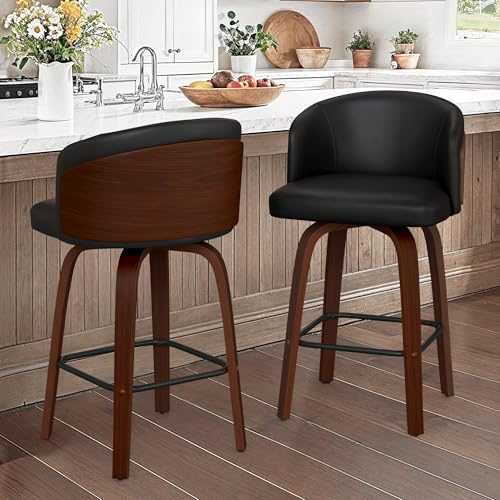 LUE BONA 360°Drehbarer Barhocker 2er Set mit Lehne,66 cm Hoch...