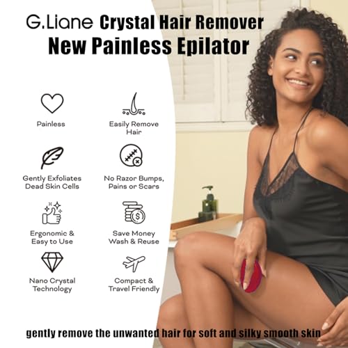 G.Liane Crystal Hair Eraser,Upgraded Painless Crystal Hair Remover,Effective Nano Glass Hair Removal Device and Skin Exfoliation,Body Epilator for Women and Men(Red) - Image 3