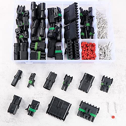 Automotive Electrical Connectors 20 Sets Waterproof Automotive Electrical Wire Connector Plug Kit 1 2 3 4 6 Pin Connectors Male And Female Wire Harness Spark Plug Connector Terminals Plug Kit #TOP5
