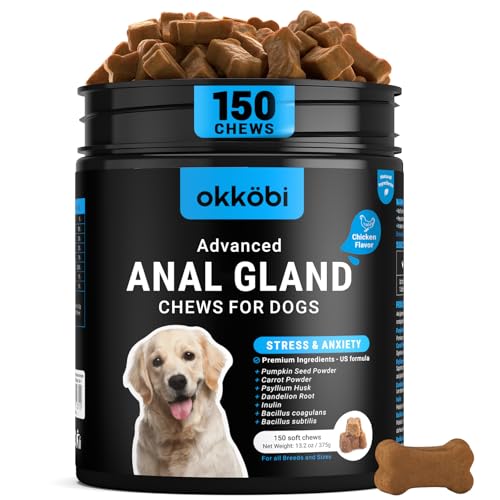 Anal Gland Chews 150Pcs - Constipation Relief for Dogs - Fiber Supplements, Natural Ingredients & Vitamins - Chicken