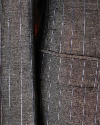 Men's Double-Breasted Pinstripe Suit, Gray Business Professional, 2-Piece Formal Wear with Blazer and Trousers4