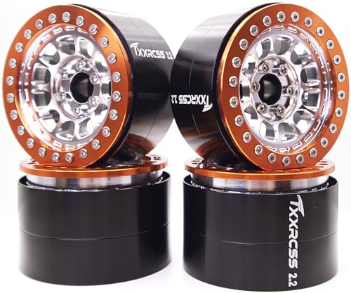 Txxrcss RC 2.2 Aluminum Alloy Beadlock Wheels and Tires Upgrades Accessories Rims for 1/10 SCX10 TRX4RC4WD and D90 RC Crawler Axial Remote Control Car...
