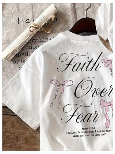 Girl's Bowknot Letter Graphic Tshirt Short Sleeve Crew Neck Cute Summer Tee Tops3