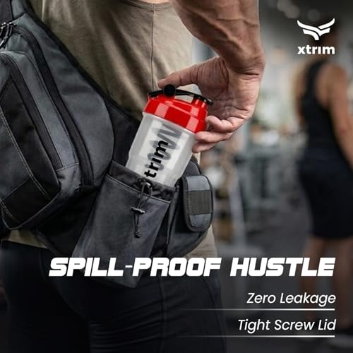 Image of Xtrim 700ml Protein Shaker Bottle with Anti Lump Mixer Attachment for Men & Women, Compact, Leakproof, BPA-Free, Ideal for Protein Shakes, Pre-Workout Smoothies, Smooth Mixing for Pre & Post Workout