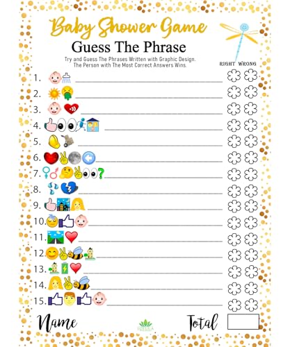 LOTUS-A Baby Shower Games - Hilarious Guess The Phrase and Predictions Cards 30 Thick Cardstocks 7x5...
