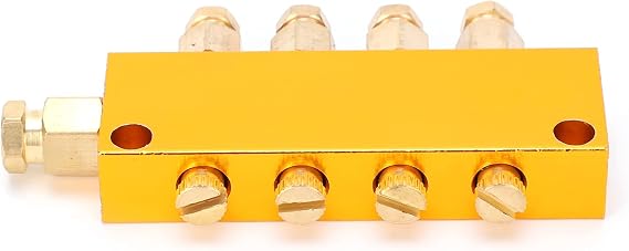 Oil Distributor, B Type 4 Way Adjustable Lube Oil Piston Divider Valve Manifold Block 1 Inlet 4 Outlet for The Lubrication System Of Mechanical Equipment