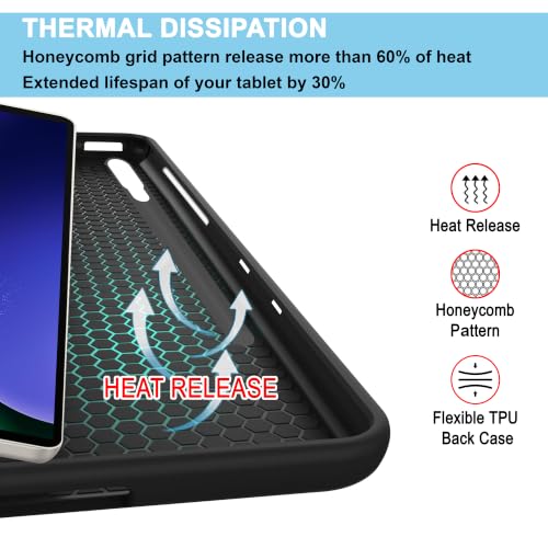 Image of CEDO Smart Case for Samsung Tab S9+ Plus / S10+ Plus (12.4 in) Tri-Fold Flip Folio Cover | Pencil Holder | Auto Wake-Up /Sleep Mode | Multi View Angles Stand TPU Backcover (Black)