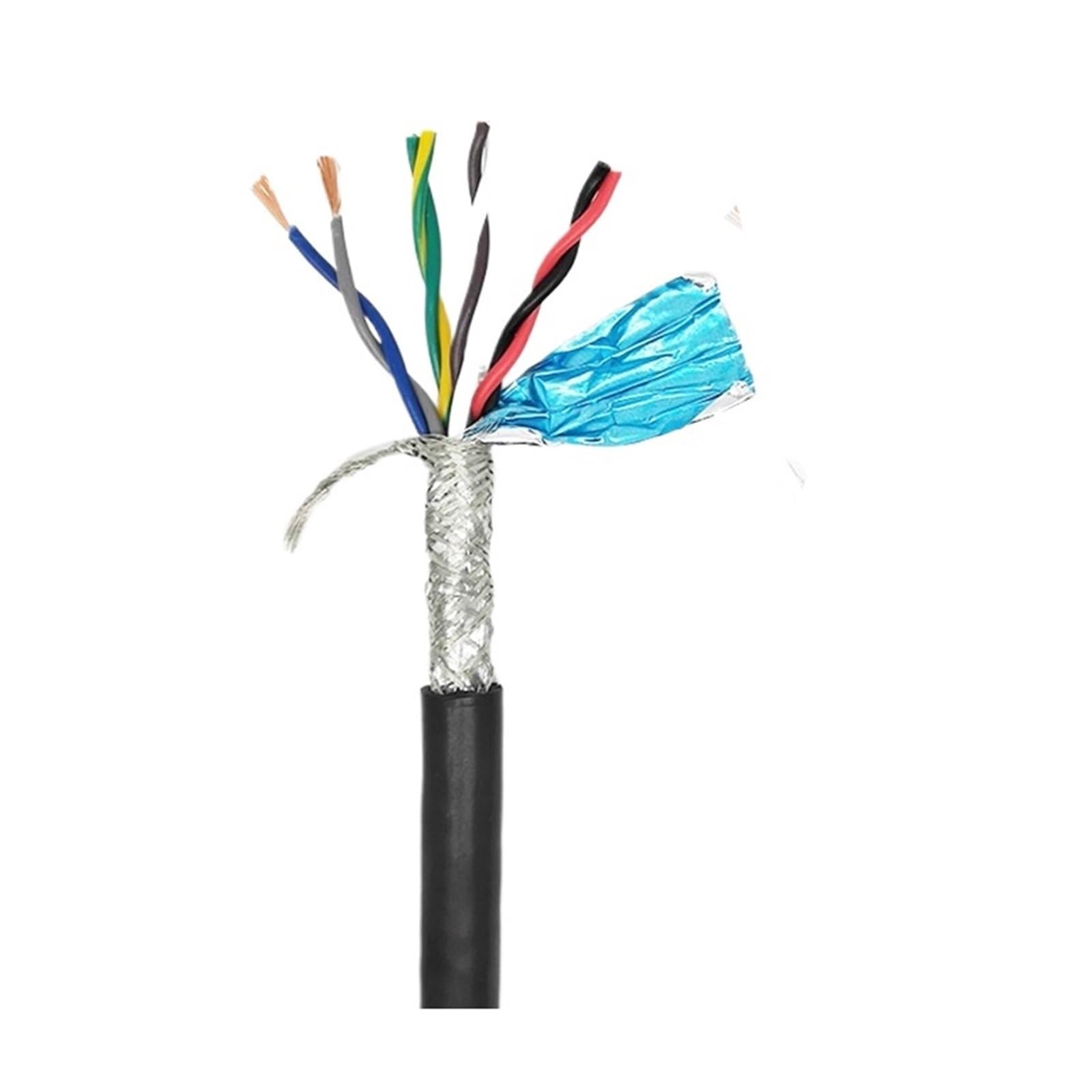 5M Twisted Pair Shielded Cable2/4/6/8Core 26 24 22 20 18AWG RS485 Signal Control Wire Audio Cable Monitor The Power Cord(2Cores 5Meters,22AWG 0.3mm2 Black)