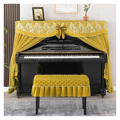 Housse de protection anti-poussière for piano, nœud décoratif en dentelle brodée, gaze fine, double ouverture, housse, coussin siège for...