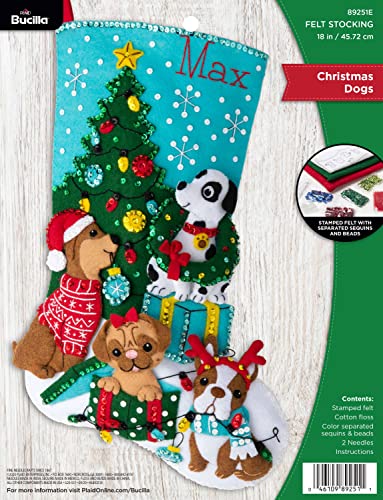 Bucilla Dogs, Felt Applique Christmas Stocking Kit, 18""" (89251E) #TOP6