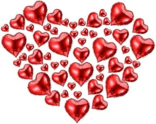 AOLOA Red Heart Foil Balloon - 45 Packs Red Heart Balloons 18" 10" 5" Red Heart Shaped Helium Foil Balloons Mylar Balloons with Ribbon for Valentines Day, Wedding, Engagement, Birthday Decoration