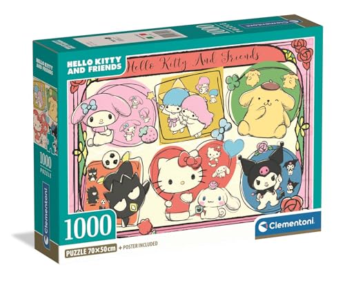 Clementoni – Puzzle 1000 Pièces Hello Kitty – 14 Ans et + – Jeu de société Collection, Univers Adorable – Idée Cadeau