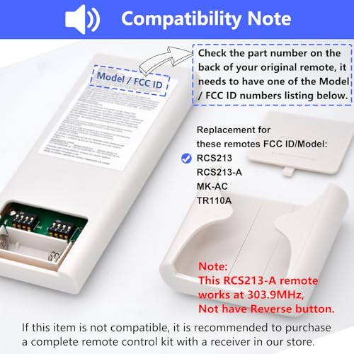 Replacement Remote for Minka-Aire Ceiling Fan RCS213-A (No Reverse)