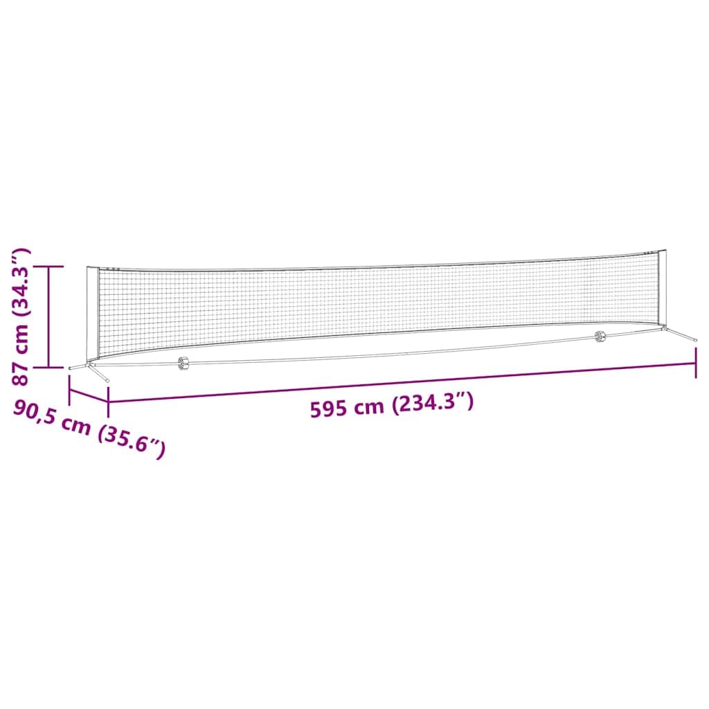 vidaXL Tennisnetz Schwarz und Rot Polyester Outdoor- Transportables Faltbares