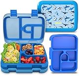 YOLAY Bento Box for Kids Lunch Box Leak-Proof, 5-Compartment Lunch Box Kids for Ages 3-10, Durable with Anti-Slip Base, Suitable for Schools, Outdoor and Travel (Mermaid) (Shark)