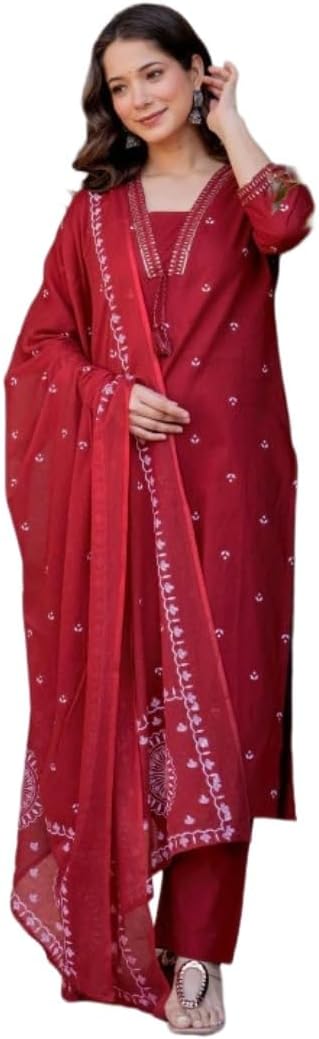 Women Kurti and Palazzo Set with Dupatta | Ladies Kurta Pants Salwar Suit Ready to Wear