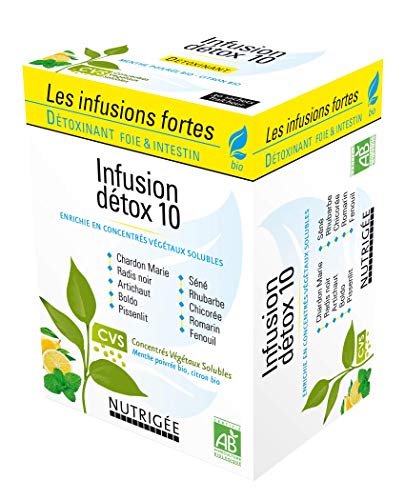 Infusion Détox 10 • Détoxinant Foie & Intestin • Huiles essentielles Menthe Poivrée & Citron • Issue de l’agriculture Bio • 30 sachets • Fabriqué en France • Nutrigée Cover