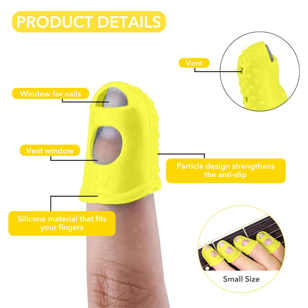 PATPAT� 10Pcs Guitar Finger Silicone Cover for Kids Small Size Silicone Fingertip ProtectorsGuitar Finger Protection for Beginner Pressing String Finger Cover 18mm - Image 3 thumbnail