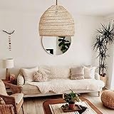 Arturesthome Natural Rattan Pendant Light,Woven Lamp Shade,Ceiling Light Shade,Handmade Lampshade,Rope Lamp Shade (50cm45cm)