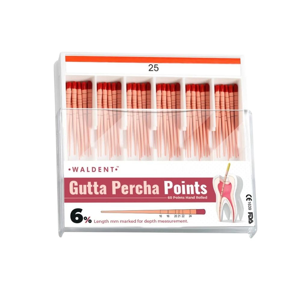 Waldent Gutta Percha Points 6% #25 | Length Marked | Root Canal Filling Material | Sterile & Radiopaque | Endodontic Dental Supplies | Precision Tapered Points | Pack of 120-image-24