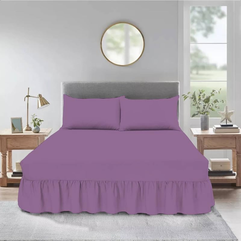 Cozy Haven Bedding Valence Sheet Collection - Soft Brushed Polycotton, Easy Wrap Elastic, Extra Deep Frilled with a Drop of 40cm (Super King, Purple)
